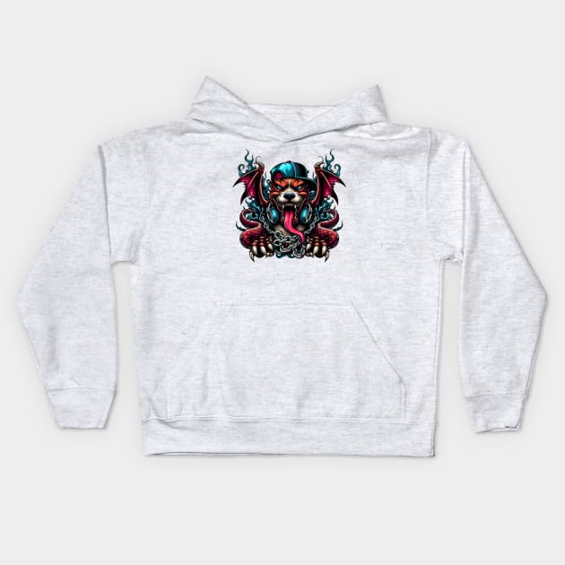 Urban Pitbull Dragon Kids Hoodie by Biothurgy